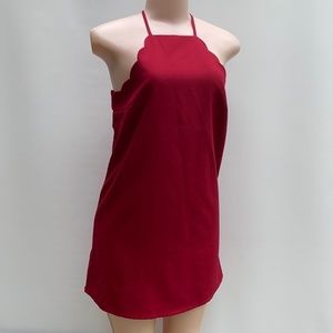 LuLu’s wine red scalloped halter‎ mini dress